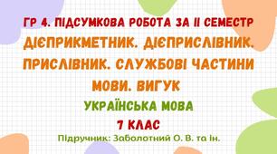 ГР 4. Підсумкова робота за ІІ семестр. Українська мова. 7 клас НУШ (підручник: Заболотний О. В. та ін.)