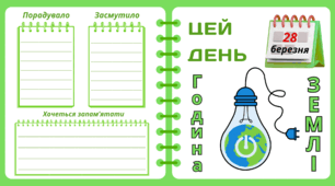 Рубрика "ЦЕЙ ДЕНЬ". 28 березня - Година  ЗЕМЛІ. "Комплект нашвидкуруч" для проведення тематичного дня у класі