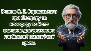 Вчення В. І. Вернадського про біосферу та ноосферу та його значення для уникнення глобальної екологічної кризи.