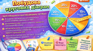 Практичне завдання для учнів 6 класу з теми «Побудова кругових  діаграм».