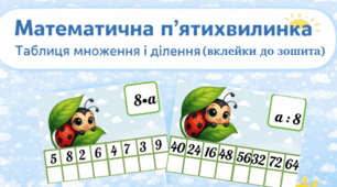 Математична п'ятихвилинка: картки-вклейки. Множення та ділення на 8