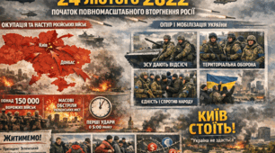 Інфографіка до річниці шорокомасштабного вторгнення Російської Федерації в Україну.