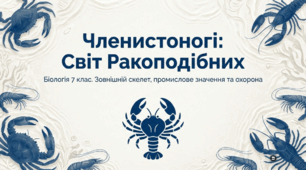 Членистоногі – безхребетні тварини із зовнішнім скелетом. Ракоподібні. Промислові види ракоподібних. Рідкісні та зникаючі види України/свого краю.