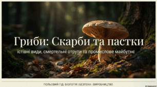 Гриби їстівні та отруйні. Правила збирання грибів. Вирощування грибів в промислових масштабах.