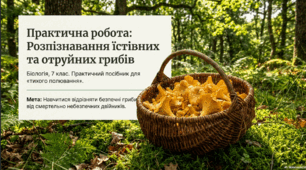 Практична робота 8.  “Розпізнавання їстівних та отруйних грибів своєї місцевості”.