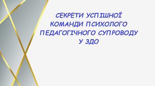 Презентація "Секрети успішної команди супроводу у ЗДО"