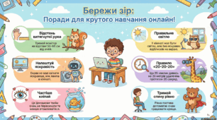 Інфографіка «Бережи зір: поради для крутого навчання онлайн!»