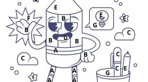 ✏️🎵 Kawaii-розмальовка: Буквене позначення нот «Олівці»
