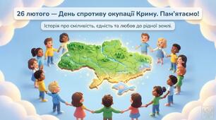 Презентація до 26 лютого День спротиву окупації Криму "Історія про сміливість, єдність та любов до рідної землі"  для  1-4 кл (15 слайдів)