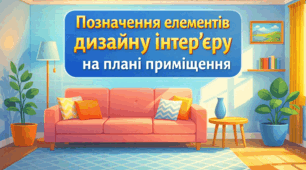 Позначення елементів дизайну інтер’єру на плані приміщення