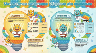 Математична-шпаргалка: обираємо дію правильно.