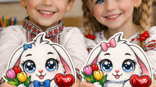 🐰 Листівки «Зайчик» для солодкого привітання учнів 🍬❤️