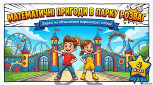 «Математичні пригоди в парку розваг» (задачі на обчислення периметра і площі)