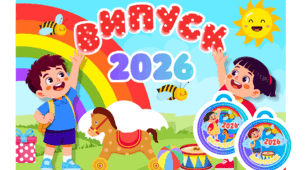Оформлення випускного свята у садку  2026: Великий банер (9 аркушів А4) та медальки «Випускник/Випускниця»