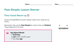 Past Simple Lesson Starter