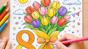 🌷 Розмальовки до 8 Березня 🌷