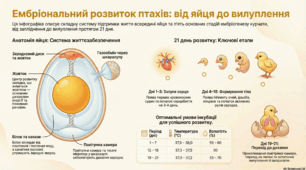 Інфографіка "Ембріональний розвиток птахів: від яйця до вилуплення"