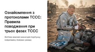 Урок 55 "Ознайомлення з протоколами ТССС. Правила поводження при трьох фазах ТССС". Модуль 6. Домедична допомога в умовах бою.