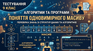 Підсумкове тестування з теми: Алгоритми та програми(одновимірні масиви)