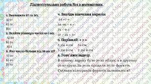 Діагностувальна робота №4 з математики 2 клас Скворцова С. О., Онопрієнко О. В.