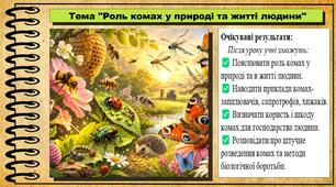 Роль комах у природі та житті людини. Біологія. 7 клас. До підручника Балан П., Козленко О. та ін.