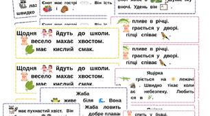 Картки для списування  1 клас.
