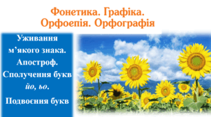 ГР 4. Діагностувальна робота. Уживання м’якого знака. Апостроф. Сполучення букв йо, ьо. Подвоєння букв (тестові завдання або захист проєкту).