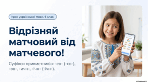 Букви е, о, и, і в прикметникових суфіксах -ев- (-єв-), -ов-, написання суфіксів -ичн-, -ічн- (-їчн-) + Путівник Країною Прикметник