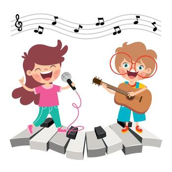 Funny Cartoon Kids Playing Music 13474123 Vector Art at Vecteezy