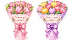 🌷 Аплікація «Букети тюльпанів» до Дня матері 🌷