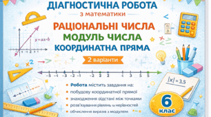 Діагностична робота з математики (6 клас) Раціональні числа. Модуль числа. Координатна пряма (2 варіанти)