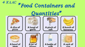 Дидактичний матеріал з теми "Food Containers and Quantities" (Контейнери/пакування їжі)