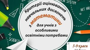Критерії оцінювання з математики для учнів  5 - 9 класів з ООП при модифікованій програмі за групами результатів (НУШ)