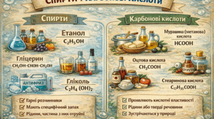 Закріплення знань про спирти й карбонові кислоти