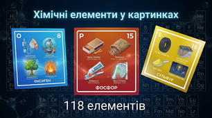 Хімічні елементи у картинках (118 елементів)