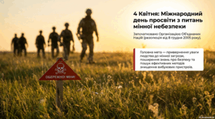 4 квітня  – Міжнародний день просвіти з питань мінної небезпеки та допомоги в діяльності, котра пов’язана з розмінуванням