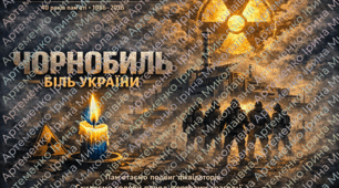 Плакат «Чорнобиль — біль України», присвячений 40-й річниці Чорнобильської трагедії (вертикальний та горизонтальний, різні розміри)