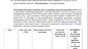 Модифікована програма за Савченко 1 клас «Математика» (НЕМОВЛЕННЄВА)