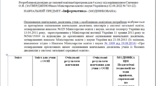 Модифікована програма за Савченко 4 клас«Інформатика» (НЕМОВЛЕННЄВА)