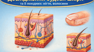 Лабораторне дослідження   Дослідження будови шкіри та її похідних: нігтя, волосини