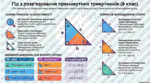 "Розв’язування прямокутних трикутників" презентація+інфографіка 8 кл