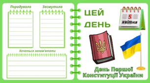Рубрика "ЦЕЙ ДЕНЬ". 5 квітня - День Першої Конституції України. "Комплект нашвидкуруч" для проведення тематичного дня у класі