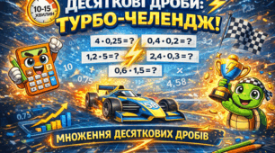 Математичний драйв «Десятковий турбо-челендж» (множення десяткових дробів, 5 клас)