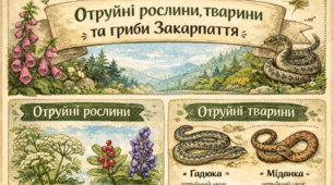 Інфографіка "Отруйні тварини, рослини та гриби Закарпаття"