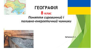 8 клас. Презентація "Поняття сировинний і паливно-енергетичний чинники" НУШ