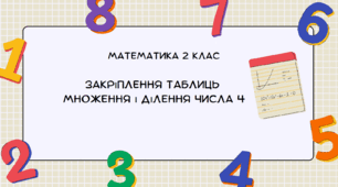 «Математика 2 клас: Закріплення таблиць множення та ділення числа 4»