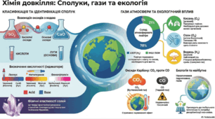 Інфографіка до теми Узагальнення знань і навичок за темою «Досліджуємо гази довкілля»