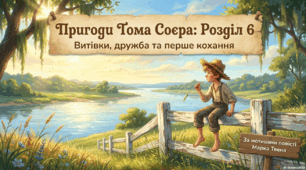«Пригоди Тома Соєра» (Розділ шостий "Том знайомиться з Бекі"). Витівки та пригоди героїв; їхня дружба й стосунки зі світом дорослих.