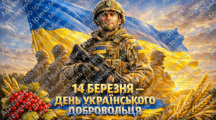 Плакат до Дня українського добровольця — 14 березня (розміри 2, 4, 8, 9, 16 арк А4)