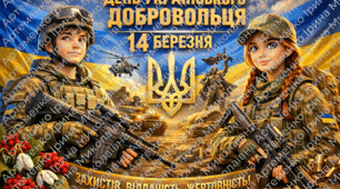 Плакат до Дня українського добровольця — 14 березня (розміри 1, 4, 8, 9, 16 арк А4)